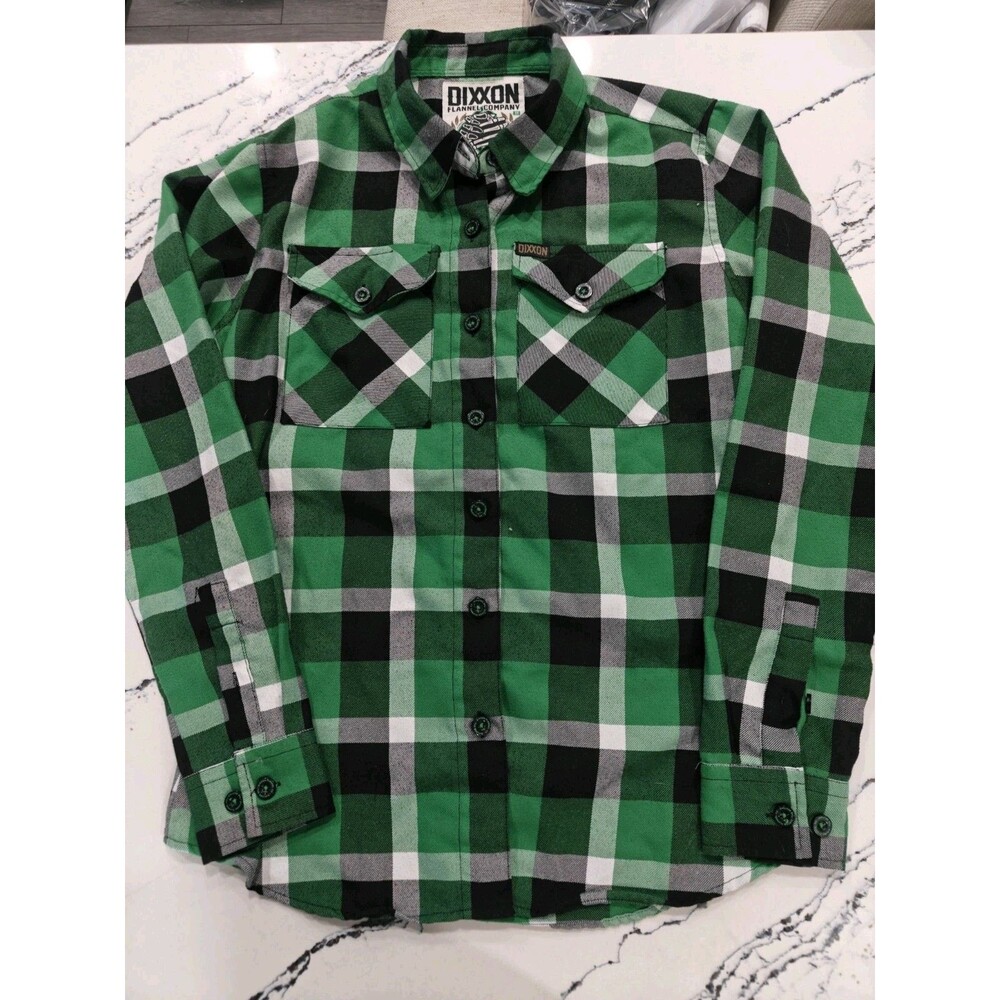 Dixxon Flannel Co The Southie Green Black Plaid Button Up Shirt Men M Runs SMALL
